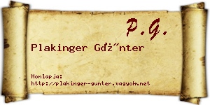 Plakinger Günter névjegykártya